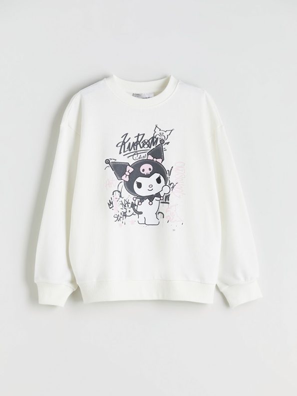 LCW Kids Cream Crew Neck Kuromi Printed Girls Sweatshirt