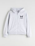 LCW Kids Grey Hooded Kuromi Printed Girls Zip-Up Sweatshirt