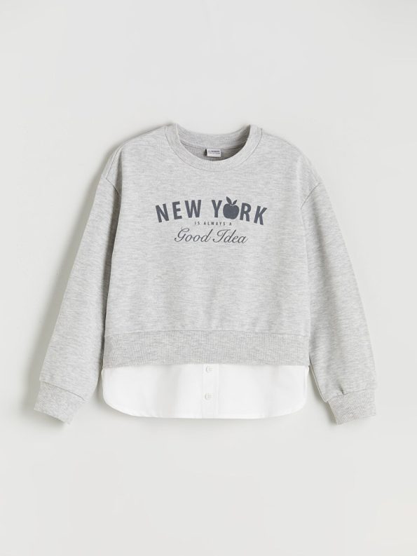 Long Sleeve Printed Crew Neck Girls T-Shirt