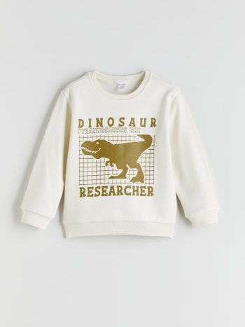 LCW Kids Beige Crew Neck Printed Boys Sweatshirt Set