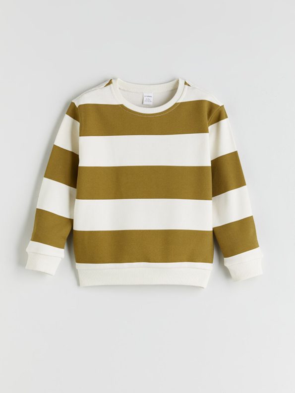 LCW Kids Beige Crew Neck Printed Boys Sweatshirt Set