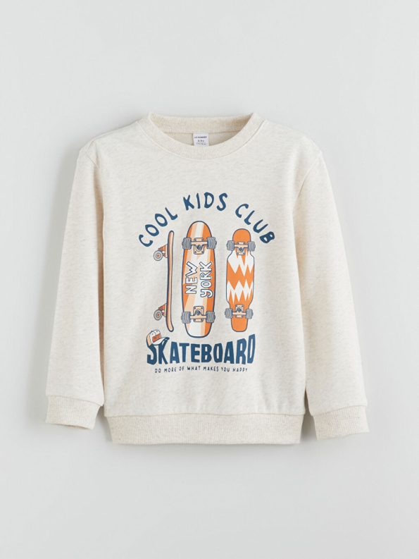 LCW Kids Orange Crew Neck Boys Sweatshirt Set