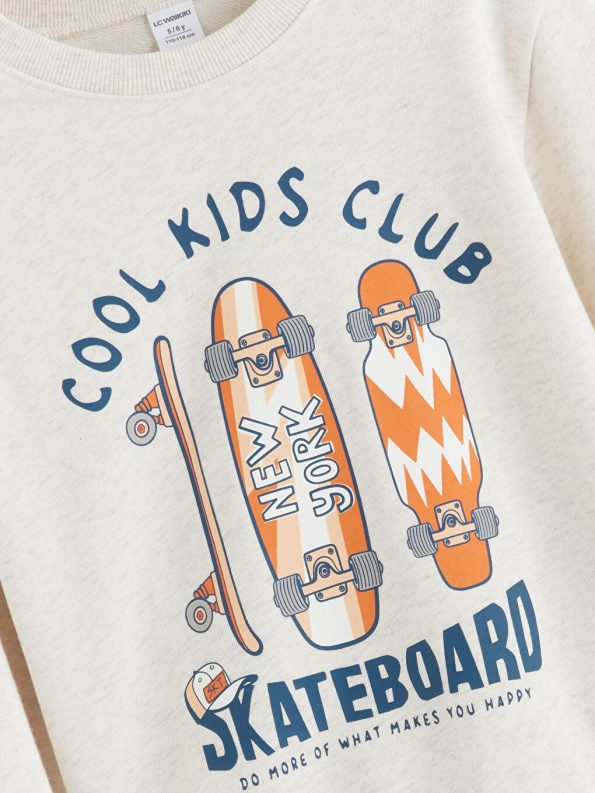 LCW Kids Orange Crew Neck Boys Sweatshirt Set