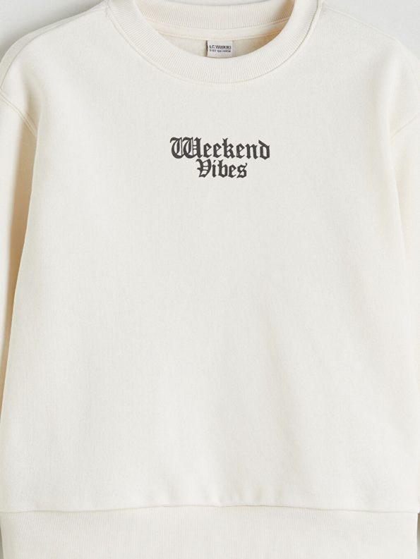 LCW Kids Cream Crew Neck Girls Sweatshirt