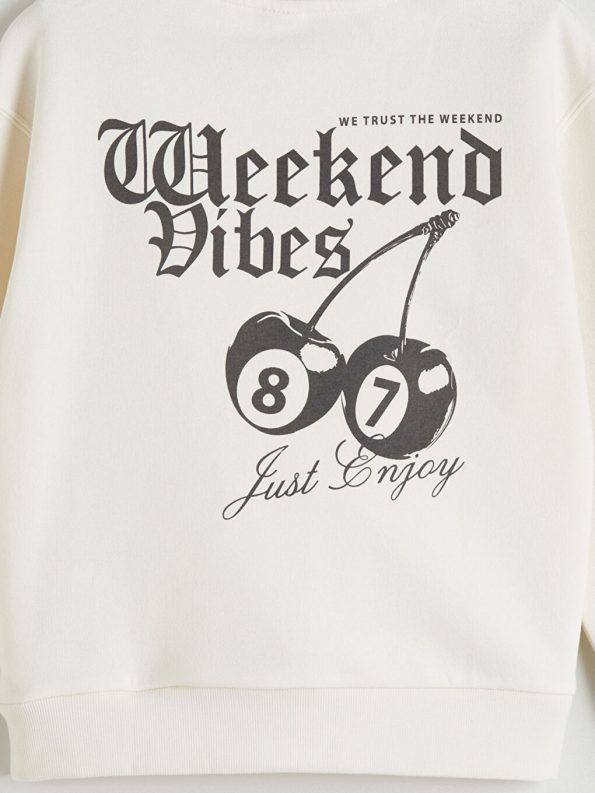 LCW Kids Cream Crew Neck Girls Sweatshirt