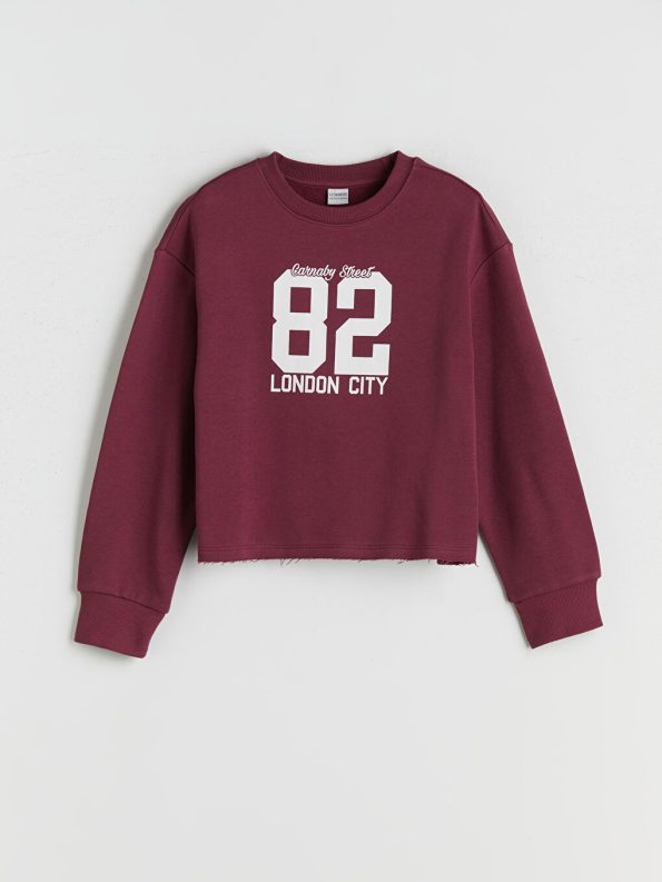 Girls' Thick Sweatshirt Set with Crew Neck