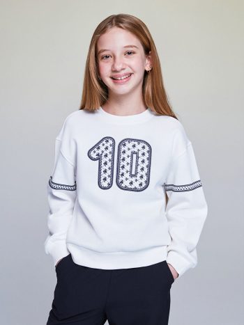 LCW Kids Cream Bicycle Neck Girls Sweatshirt