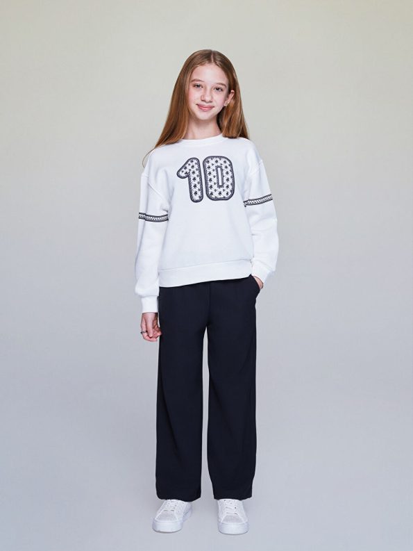 LCW Kids Cream Bicycle Neck Girls Sweatshirt