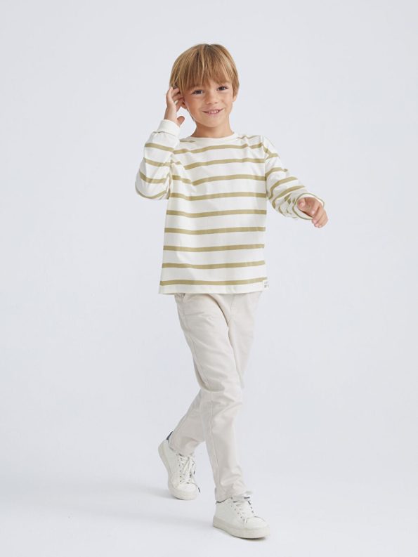 LCW Kids Beige Striped Boys T-Shirt