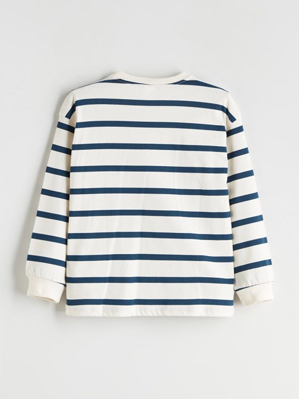 LCW Kids Navy Striped Crew Neck T-Shirt for Boys