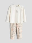 LCW Baby Beige Printed Baby Girl Pajama Set