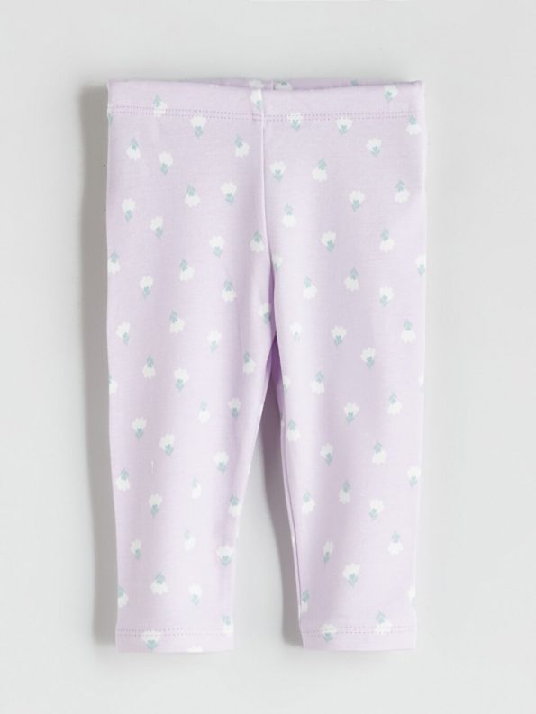 LCW Baby Cream Printed Short Sleeve Girls Pajama Set