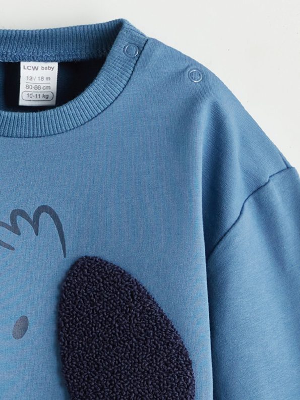 Striped Crew Neck T-Shirt and Pants Set for Baby Boys