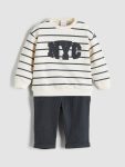 Long Sleeve Printed Crew Neck Sweatshirt and Jogger Set for Baby Boys
