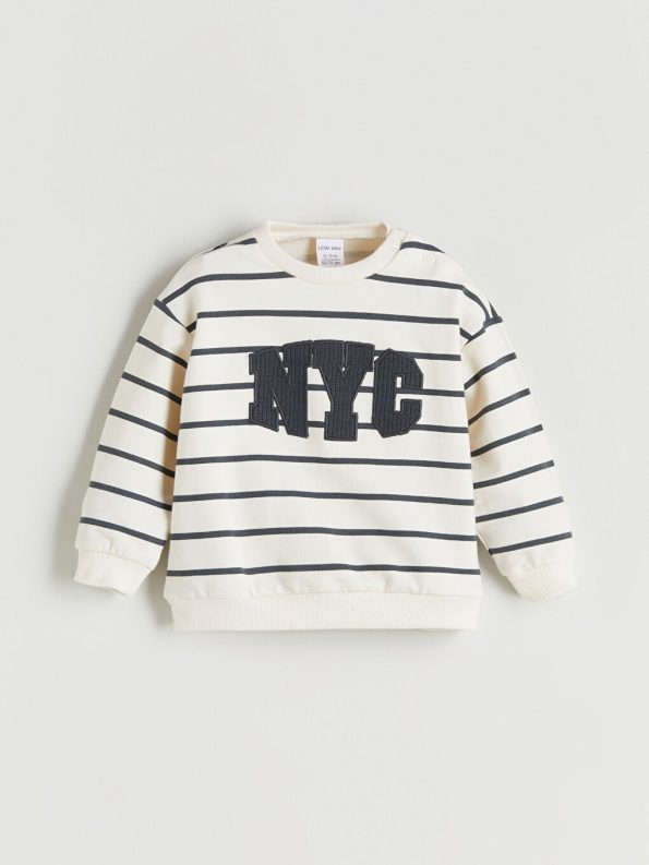 Long Sleeve Printed Crew Neck Sweatshirt and Jogger Set for Baby Boys