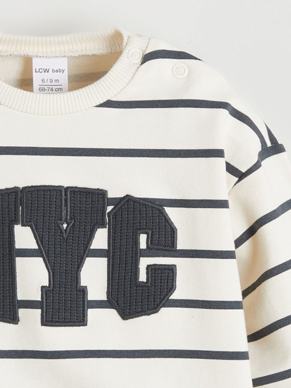 Long Sleeve Printed Crew Neck Sweatshirt and Jogger Set for Baby Boys