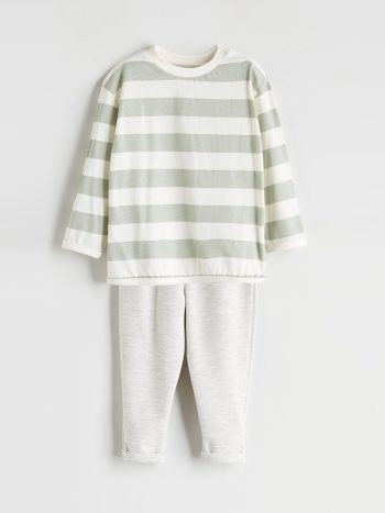 LCW Baby Striped Short Sleeve T-Shirt and Pants Set