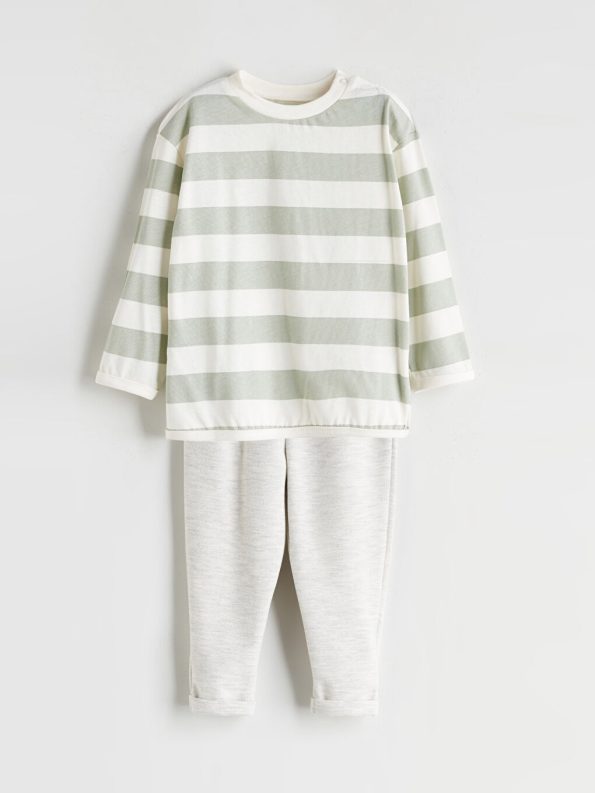 LCW Baby Striped Short Sleeve T-Shirt and Pants Set
