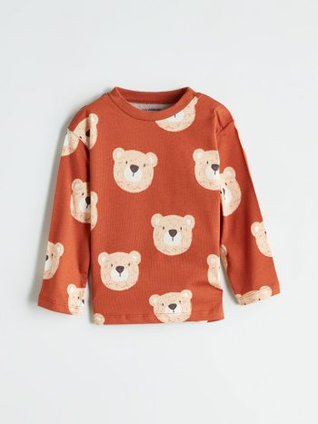 LCW Baby Brown Printed Boys T-Shirt and Pants Set