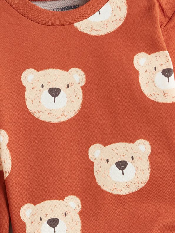 LCW Baby Brown Printed Boys T-Shirt and Pants Set