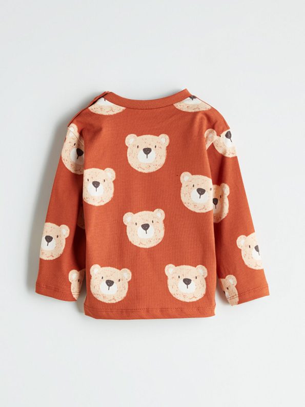 LCW Baby Brown Printed Boys T-Shirt and Pants Set