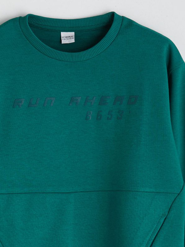 LCW Kids Green Crew Neck Boys Sweatshirt