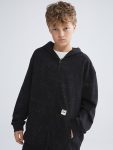 LCW Kids Black Hoodie Zip-Up Sweatshirt for Boys