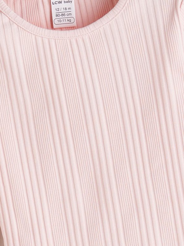 LCW Baby Pink Long Sleeve Basic Girl Pajama Set