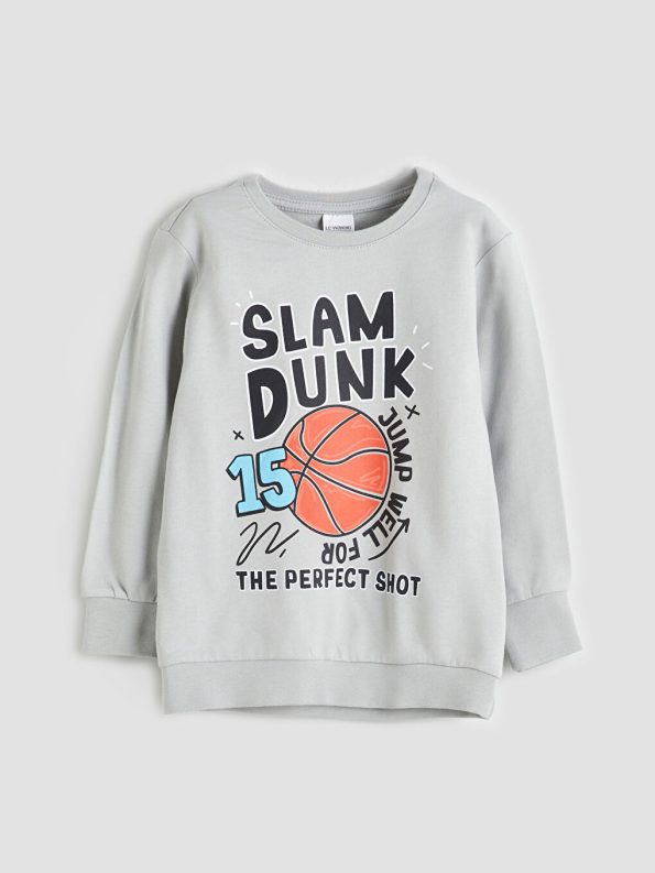 LCW Kids Grey Printed Boys Sweatshirt and Jogger Set