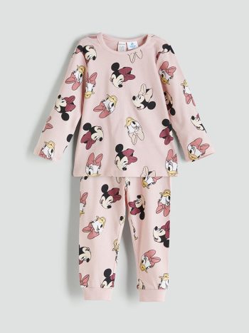 LCW Baby Pink Minnie Mouse Printed Girl's Pajama Set