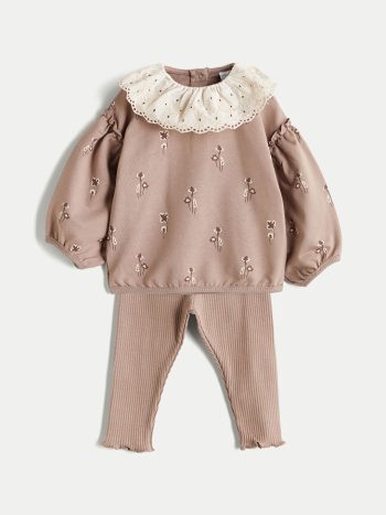 Printed Girls' Sweatshirt and Leggings Set