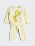 Printed Crew Neck Sweatshirt and Leggings Set for Baby Girls
