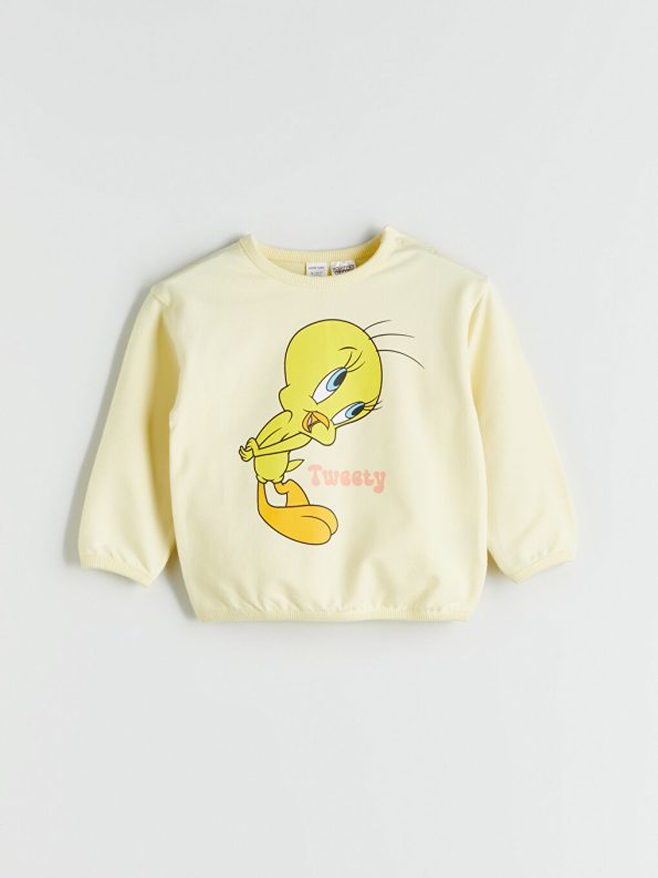 Printed Crew Neck Sweatshirt and Leggings Set for Baby Girls