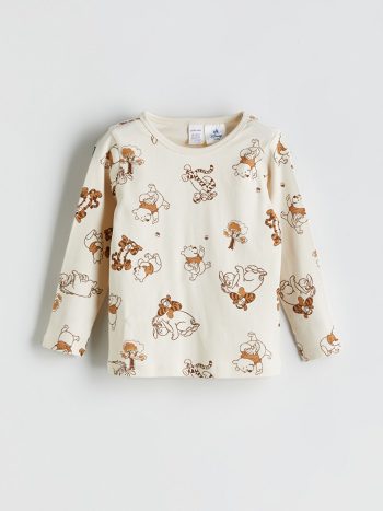LCW Baby Beige Long Sleeve Winnie The Pooh Printed Baby Boys Pajama Set