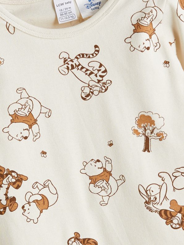LCW Baby Beige Long Sleeve Winnie The Pooh Printed Baby Boys Pajama Set