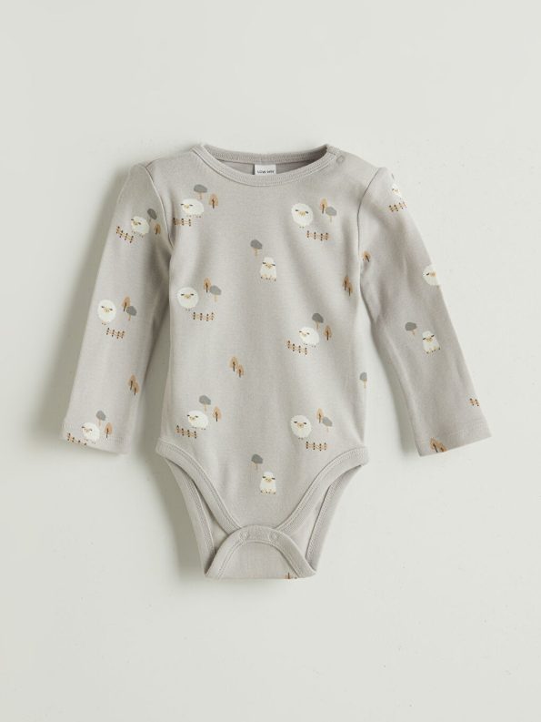 LC WAIKIKI Grey Crew Neck Baby Boy Bodysuit