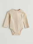 Beige Short Sleeve Baby Boy Bodysuit