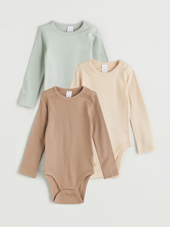 LCW Baby Green Basic Boy Baby Snapsuit Set of 3
