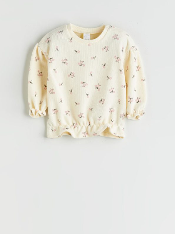 Bicycle Neck Printed Girl Baby Sweatshirt and Leggings Set