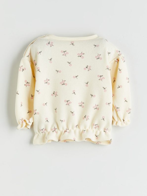 Bicycle Neck Printed Girl Baby Sweatshirt and Leggings Set