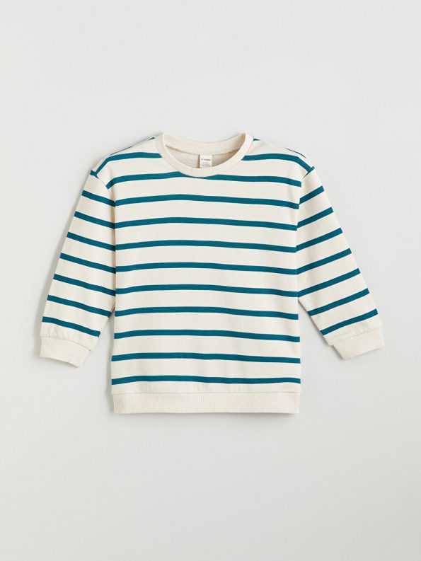 LCW Kids Beige Striped Boys Crew Neck Sweatshirt