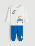LCW Baby Beige Crew Neck Boys Sweatshirt and Jogger Set