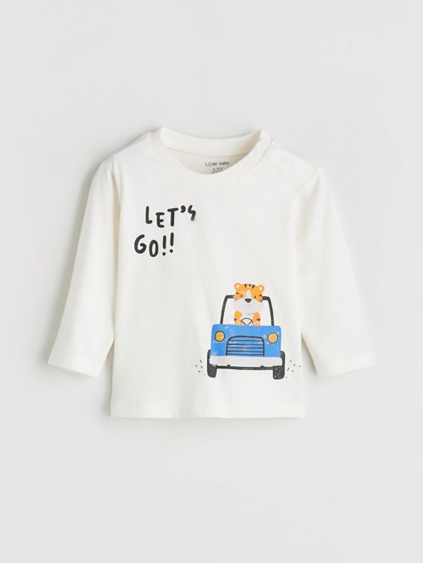 LCW Baby Beige Crew Neck Boys Sweatshirt and Jogger Set