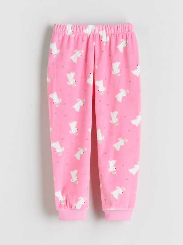 LCW Kids Pink Printed Round Neck Pajama Set for Girls