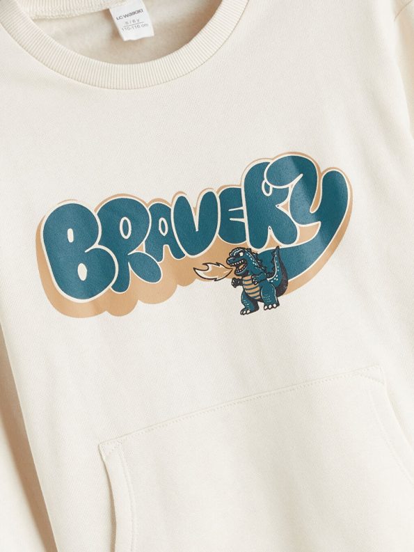 LCW Kids Beige Dinosaur Print Boys Sweatshirt
