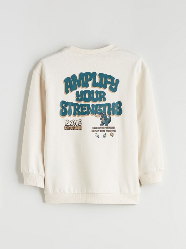 LCW Kids Beige Dinosaur Print Boys Sweatshirt