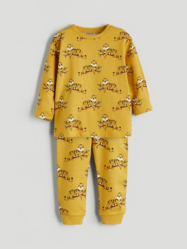 LC WAIKIKI Yellow Printed Boys' Baby Pajama Set