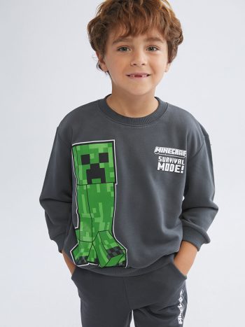 LCW Kids Beige Minecraft Printed Boys Sweatshirt Set of 2