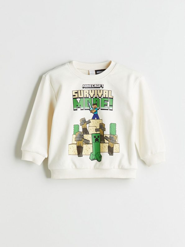 LCW Kids Beige Minecraft Printed Boys Sweatshirt Set of 2