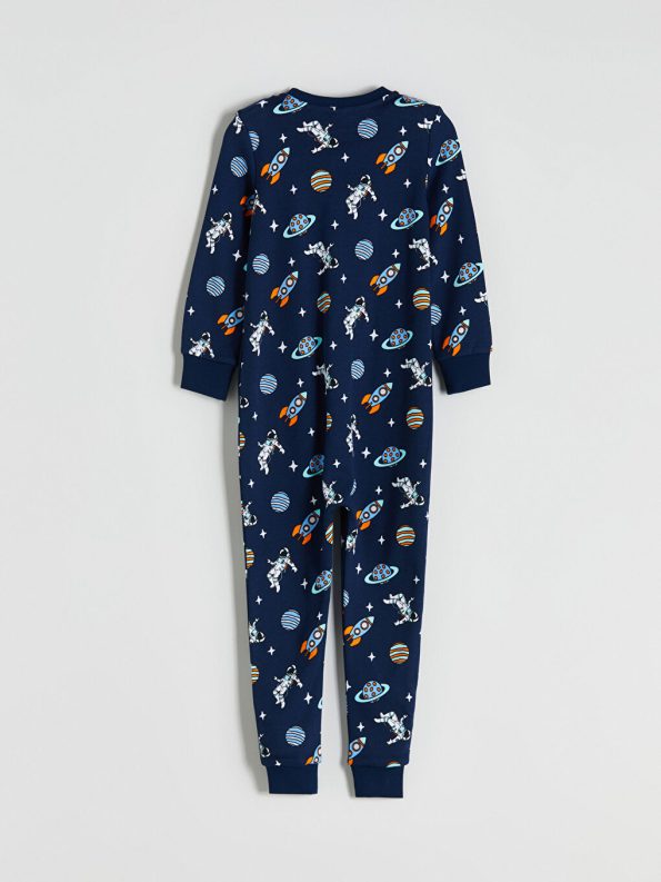 LCW Kids Navy Blue V-Neck Zipped Boys' Sleep Suit